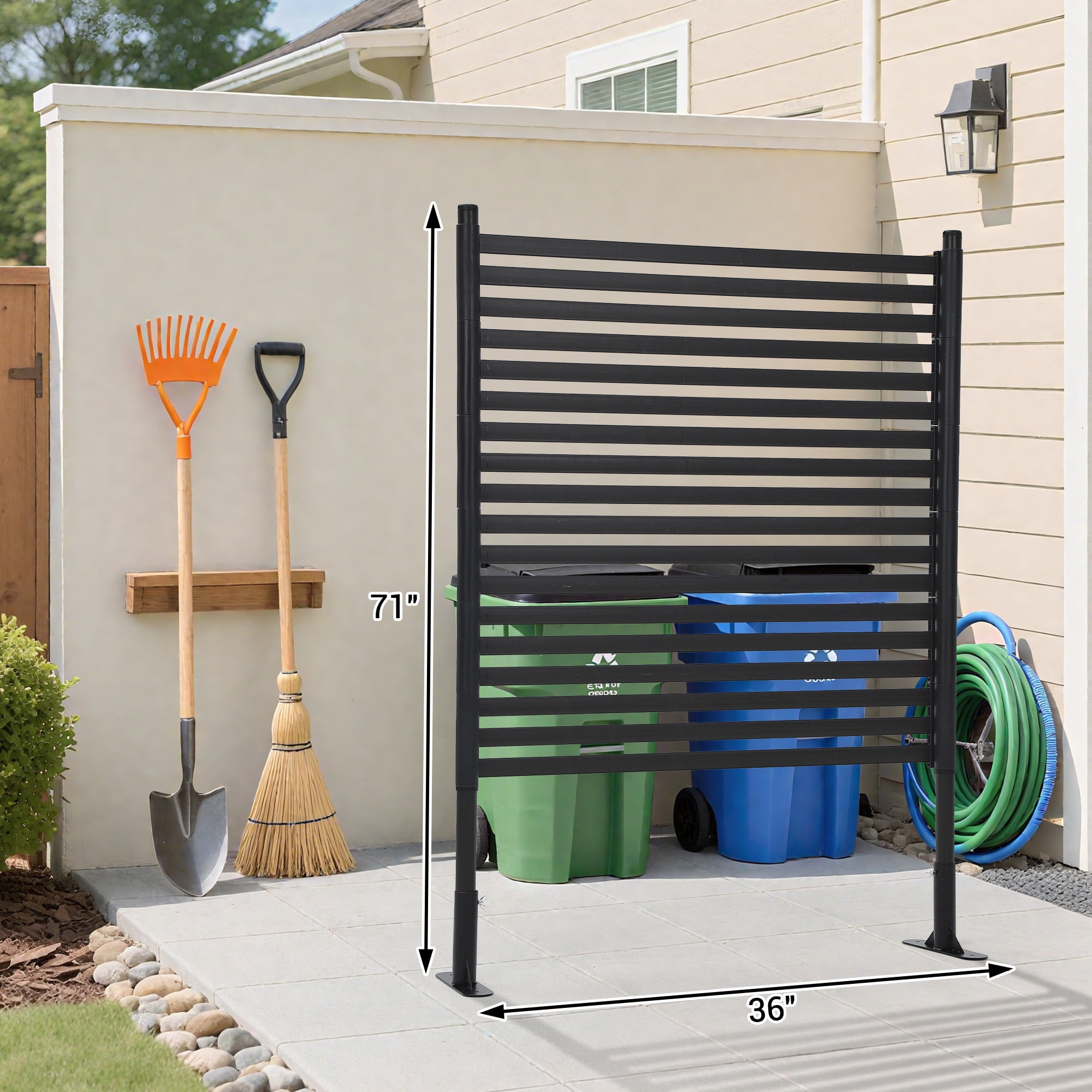 Kicctian Galvanized Steel & PE Outdoor Privacy Fence Panel – Decorative Garden Screen, Easy Assembly – Ideal for Patio, Backyard, Balcony – Size: 36×71”
