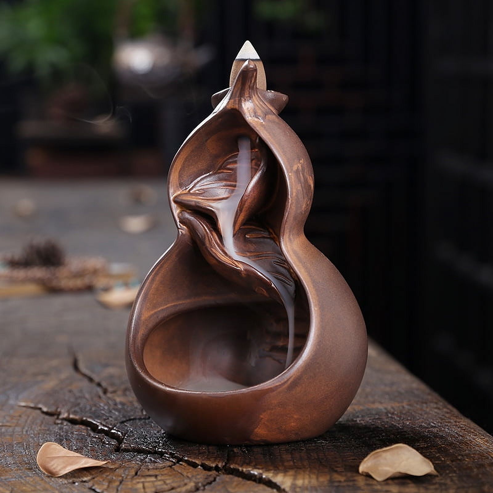 Incense Holder Incense Sticks Backflow Incense Burner Creative Home Decoration Ceramic Crafts Gourd Shape Incense Burner Waterfall Incense Burner Stand(B)