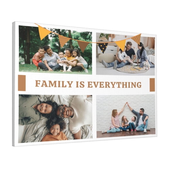 Custom Canvas Prints Brown & White Family Personalized Photo Image Collage DIY Framed Kit Wall Art Picture Room Decor 16x20 inch