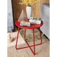 thumbnail image 5 of Decksplore Metal Outdoor Patio Side Table, Round Weather Resistant End Table, Dark Red, 5 of 6
