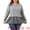 Grey, variant on Women's Plus Long Sleeve T Shirt Tops Patchwork Blouse 4X Navy Blue