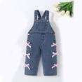 thumbnail image 2 of YunPes Toddler Girls Soft Denim Overalls Baby Cute Bowknot Baggy Jean Jumpsuits Oversized Wide Leg ROmper Denim Dungarees Trousers, 2 of 9