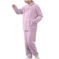 thumbnail image 3 of Elainilye Fashion Women's Pajama Sets Winter Warm Plush Thickened 2 Piece Pajama Set Zipper Pocket Homewear Suit,Purple, 3 of 8