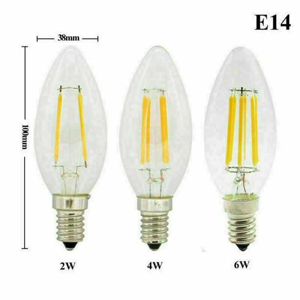 verdrietig produceren metalen Tophomer E14 4W 3000/6000K LED Candle Bulb,Dimmable,Retro Edison Pointed  Bulb,C35 Filament 1/5 Pack - Walmart.com