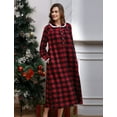 thumbnail image 4 of ANLIQI Women's Plaid Fleece Nightgowns Christmas Nightshirt Lace Trim Long Sleeve House Dress with Pockets(DR_2XL), 4 of 6