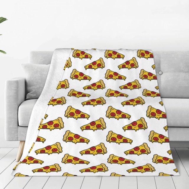 Fotbe Pizza Manta de Franela Acolchonada con Estampado, Súper Suave y Esponjosa, Extra Grande para Sofá, Cama, Uso Todo el Año-40"x30"