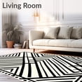 thumbnail image 2 of ODIKA 4'x6' Machine Washable Non-Slip Area Rug, Bold Artistry Featuring Asymmetric Zigzag Bands High Traffic Rug, Black, 527199, 2 of 7