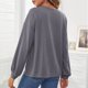 thumbnail image 4 of Suéter de punto Casual suelto cuello en V manga larga Color puro suéter abotonado para otoño invierno, 4 of 6