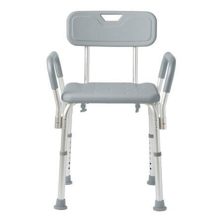 Medline Shower Chair with Backrest and Padded Armrests 350 lb. Capacity Gray