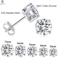 thumbnail image 4 of Leander Titanium Stud Earrings Set Hypoallergenic Cubic Zirconia Round Surgical Stainless Steel 4 Prong Stud Earring Jewelry for Women Men, 4 of 7
