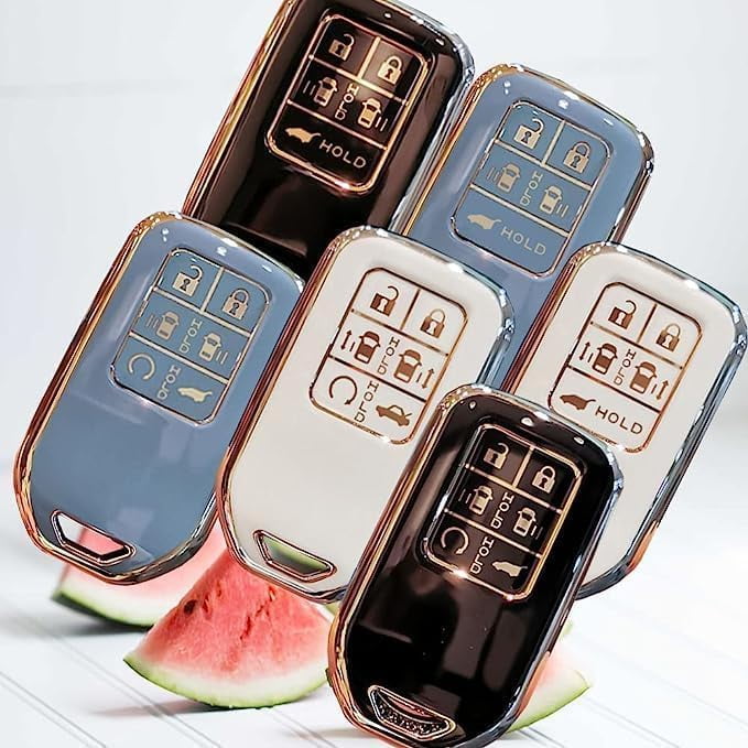 6 Button Key Fob Cover Protector Fit for Honda Odyssey Freed Elysion Soft TPU Keyless Full Protection Key Case Shell Holder with Keychain