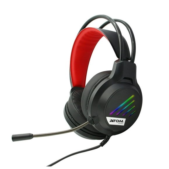 Audifonos Diadema Gamer Alámbricos Atom Games Rojo
