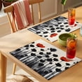 thumbnail image 4 of Oil Painting Floral Placemats Set of 2, Abstract Red Black Flowers Plant Linen Texture Non-Slip Place Mats Washable Table Mats for Kitchen Dining Table Decorations Indoor/Outdoor, 4 of 9