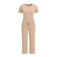 thumbnail image 3 of Diufon Womens 2 Piece Sets Summer Short Sleeve Crop Tops Drawstring Wide Leg Pants with Pockets Matching Outfits, 3 of 8
