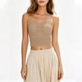 thumbnail image 2 of ATOYSOY Cropped Lace Camisole Tank Tops for Women Summer Sleeveless Built in Bra Solid Color Breath Going Out Tops Scalloped Casual Party Crop Top Beige, 2 of 6