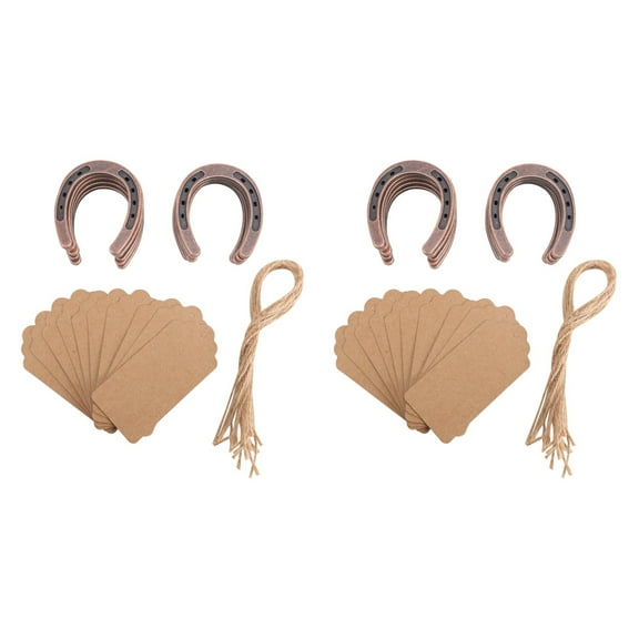 20Pcs Good Lucky Horseshoe Wedding Favors with Kraft Tags Rustic Gifts for Vintage Party Decorations