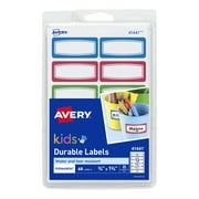 Avery Kids Durable Labels, Assorted Colors, 3/4" x 1-3/4", 60 Labels