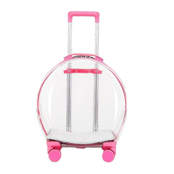 Cat Trolley Case Carrier Bag, Pet Bubble bag case para pequeño, transparente Rosa jinwen Caja de la carretilla