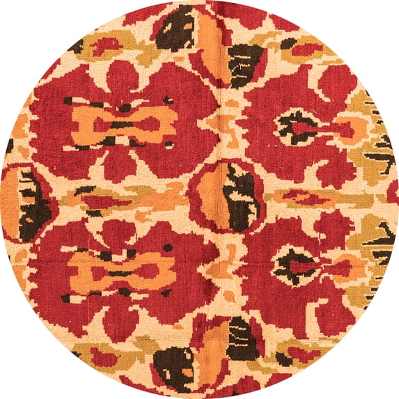 Ahgly Company Indoor Round Abstract Orange Modern Area Rugs, 6' Round