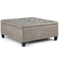 thumbnail image 2 of WyndenHall  Elliot Transitional Table Ottoman Distressed Grey Taupe 36"w x 36"d x 16.5 "h Faux Leather, Foam Square Faux Leather, 2 of 5