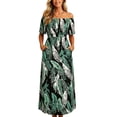 thumbnail image 2 of NTACZA Womens Summer Dresses Casual Hawaiian Sundress Tropical Maxi A-Line Elastic Waist Short Sleeve Boat Neck Vacation Size L, 2 of 6