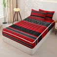 thumbnail image 2 of jejeloiu Bold Paisley Zipper Twin Comforter Sets with Fitted Sheet and 2 Pillowcases For Men Women,Striped Print Zipper Bedding Set,Red Black,Black Reversible,4 Pieces, 2 of 7