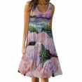 thumbnail image 4 of CQCYD Summer Dresses 2023, Women Printed Sleeveless Crew Neck Dress Loose Beach Dress Holiday Dress and Ankle Dress Leisure Sales Today Clearance Pink XL, 4 of 6