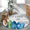 thumbnail image 3 of Rustic Beach Round Area Rug 3Ft Washable Small Circle Rugs for Kitchen Entryway, Tropical Surfboard Palm Tree Wooden Grain Non-Slip Carpet Floor Mats Indoor Outdoor Carpet Runner Aesthetic Home Decor, 3 of 8