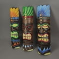 thumbnail image 2 of J.D. Yeatts Set of 3 Brightly Painted Hand Carved Elemental Tiki Style Wall Masks 20 inches, 2 of 3
