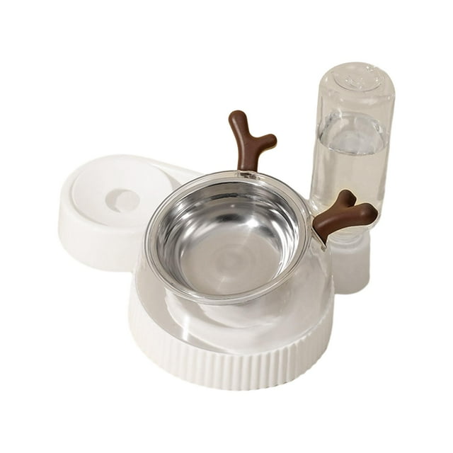 Juego de cuencos de comida y agua para gatos, cuencos s con botella de agua, cuencos desmontables e inclinados para perros pequeños, gatos y Astas marrones
