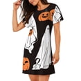 thumbnail image 2 of Naloa Halloween Ghosts And Pumpkins Print Women Nightgowns,Womens Loungewear,Short Sleeve Sleepwear,Comfy Ladies Nightdress, 2 of 6