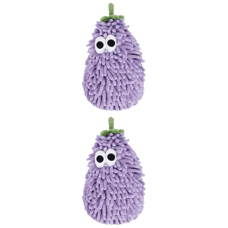 Unique Bargains Chenille Hanging Hand Towel with Cute Fruit Pattern Purple 11" x 7"