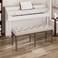 thumbnail image 4 of Faitaliicy 31.49Inch Bedroom Bench,Vintage French Tufted End of Bed Bench, Upholstered Fabric Ottoman Bench with Carved Dark Brown Legs for Living Room Kitchen Hallway,Easy Assemble, 4 of 8