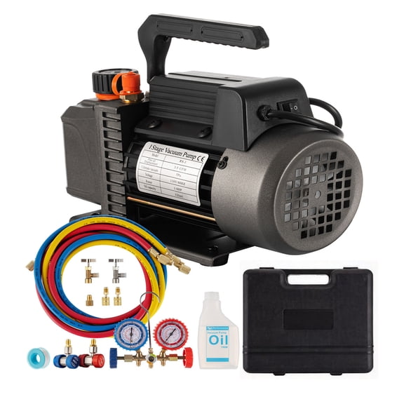 Mstge Vacuum Pump 3.5CFM 1/4HP Single Stage Air Vacuum Pump HVAC with R134A R410A Kit AC A/C Manifold Gauge Set
