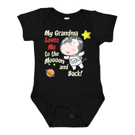 

Inktastic My Grandma Loves Me Cow Astronaut Gift Baby Boy or Baby Girl Bodysuit