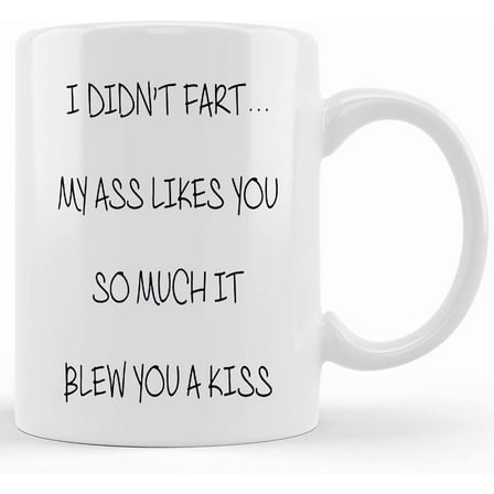 Fart Mug Blew You A Kiss Funny Mug Novelty Gifts Girlfriend Valentines Joke Mugs Boyfriend Birthday Friend Gift Mysmug600, Ceramic Novelty Coffee Mug, Tea Cup, Gift Pre
