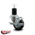 thumbnail image 2 of 3 Inch Black Poly Swivel 1-3/4 Inch Expanding Stem Caster with Brake SCC, 2 of 2