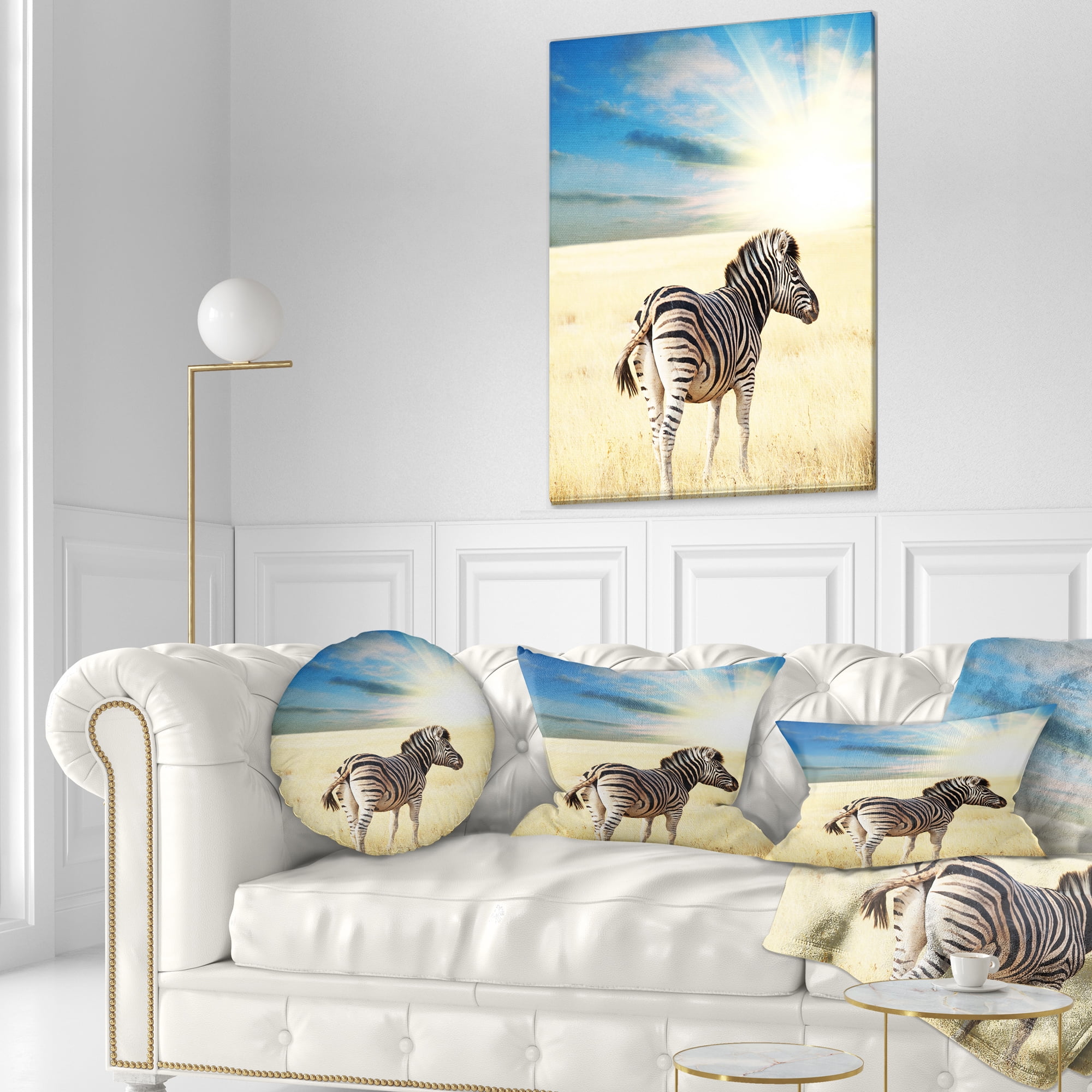 Designart 12" x 20" Blue Polyester Throw Pillow