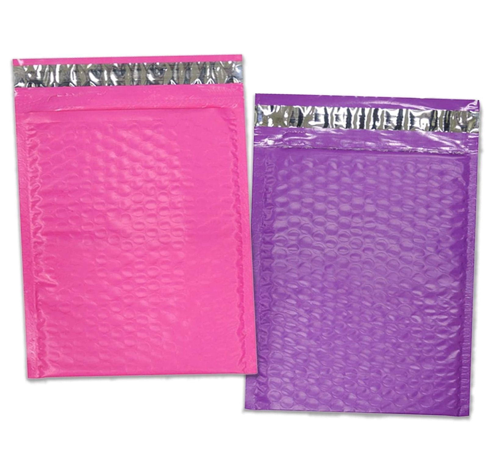 30 Pack 4x8, 6x10", 8x12, 10x15 Inch Hot Pink, Yellow, Purple Assorted Combo Padded Colored Bubble Mailers, Self Seal Mailing Shipping Envelope Bags