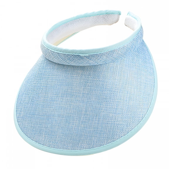 TELOLY Women'S Slip-On Sun Visor Hats Stylish Holiday Wide Brim Straw Visors Summer Beach Hat,Light Blue
