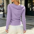 thumbnail image 6 of cocolona Womens Hooded Drawstring Zipper Cardigan Long Sleeve Solid Color Slim Sweatshirts Casual Home Wear Outerwear, 6 of 7