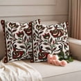 thumbnail image 2 of Abstract Flowers Outdoor Waterproof Pillow Covers, Modern Geometric Chic Red Green Striped Decorative Square Throw Pillowcase Sofa Cushion Sham for Patio/Couch/Chair, 18"x18" 2 Pack, 2 of 8
