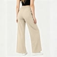thumbnail image 4 of KIHOUT Women High Waisted Straight Leg Pants with Double Layer 4 Way Stretch Elastic Waistband Side Pockets Solid Color Casual Workwear Trousers, 4 of 5