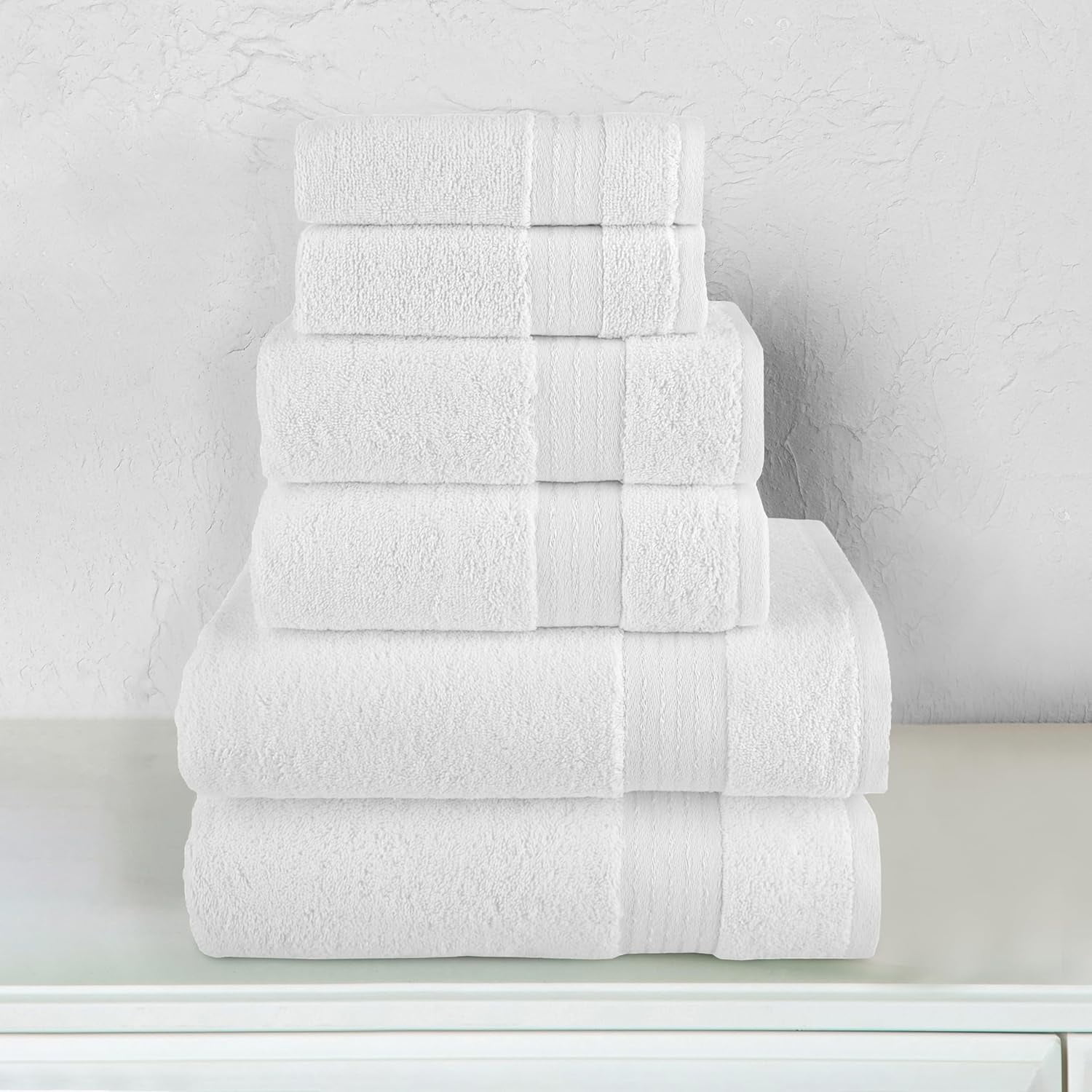 6-Pack Cotton 100 % Highly Absorbent Shower Towels, White