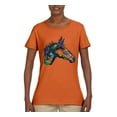 thumbnail image 3 of Colorful Neon Horse | Dean Russo Art Animal Lover Womens T-Shirt, Orange, X-Large, 3 of 6