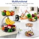 thumbnail image 4 of Cesta de frutas de 2 niveles con soporte para plátanos, cesta de frutas de metal de varios niveles para aperitivos de frutas y verduras y artículos para el hogar (negro), 4 of 5