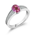 thumbnail image 2 of Gem Stone King 925 Sterling Silver Pink Mystic Topaz Engagement Ring for Women (1.78 Cttw, Oval 8X6MM, Gemstone Birthstone, Available in Size 5, 6, 7, 8, 9), 2 of 4