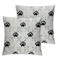 thumbnail image 2 of Acheng  Cat Throw Pillow Cushion Cover, Kitten Paw Footprints in Mirroring Marks Geometric Diamond Shapes Abstract Art Pattern, Decorative Square Accent Pillow Case,  2 pcs, Black Beige White, 2 of 6