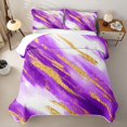 thumbnail image 2 of Homewish Watercolor Marble Quilt King,Classic Contemporary King Coverlet Set,Purple Gold,3pcs, 2 of 7