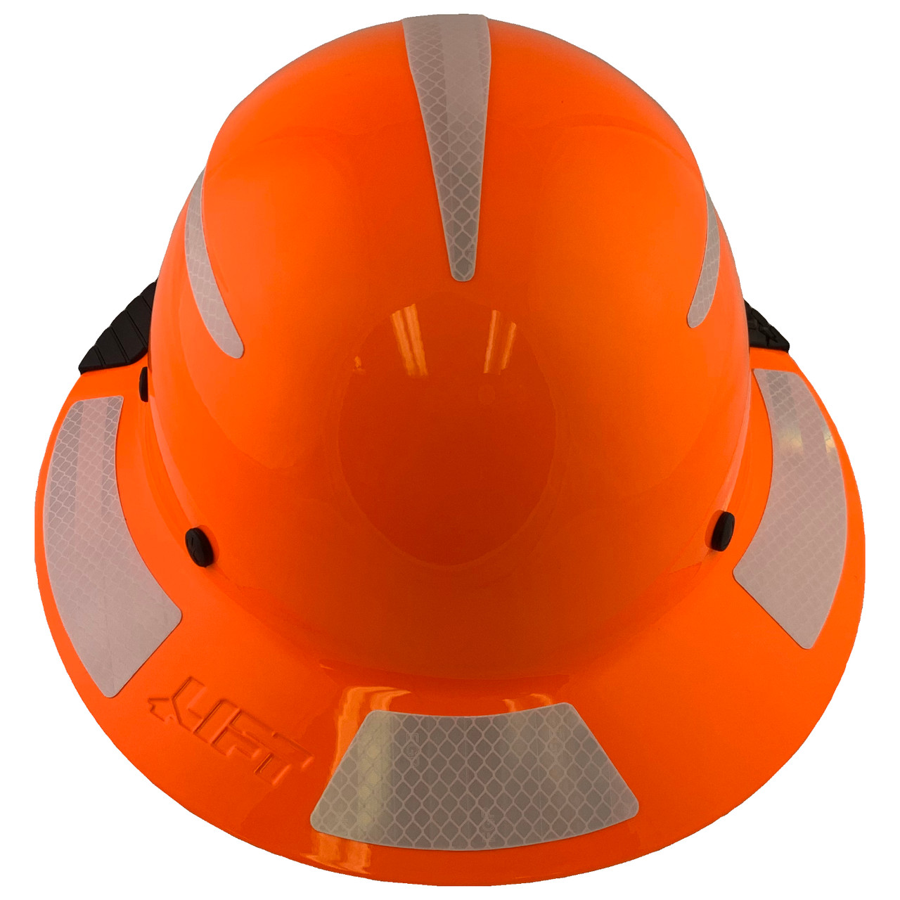 DAX Fiberglass Composite Hard Hat - Full Brim High-Viz Orange with Reflective White Decal Kit Applied